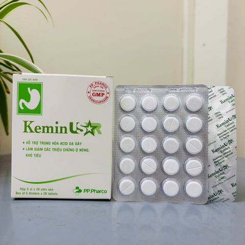Viên Nhai Giảm Đau Dạ Dày KeminUSAR 100 Viên - Hỗ Trợ Tiêu Hóa, Giảm Ợ Nóng, Thoải Mái Cho Dạ Dày