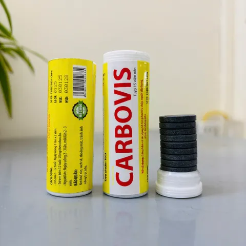 Tiêu đen than hoạt tính Carbovis 15 viên nhai - Hỗ trợ tiêu hóa, giảm đầy bụng, tiêu chảy, ợ hơi hiệu quả.