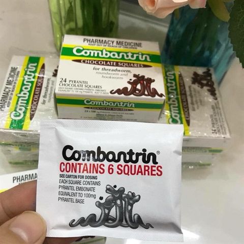 Kẹo Socola Xổ Giun Combantrin 24 Thanh - Giúp Loại Bỏ Giun Sán Hiệu Quả, Hương Vị Ngon Miệng Dành Cho Trẻ Em