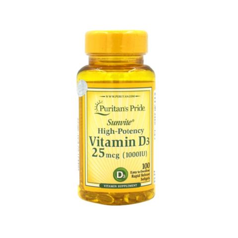Viên Uống Bổ Sung Vitamin D3 25mg - 50mg Hỗ Trợ Miễn Dịch và Hấp Thu Canxi - Lọ 100 Viên Puritan's Pride