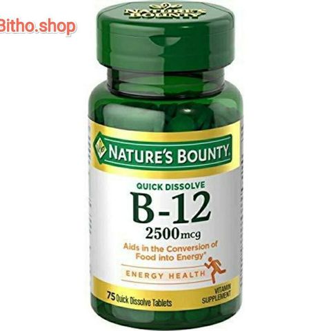 Viên bổ sung Vitamin B12 Nature's Bounty 2500mcg - Hỗ trợ năng lượng, hệ thần kinh và sức khỏe tim mạch, cho người ăn chay và tuổi từ 40 trở lên