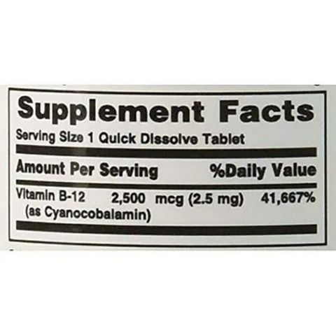 Viên bổ sung Vitamin B12 Nature's Bounty 2500mcg - Hỗ trợ năng lượng, hệ thần kinh và sức khỏe tim mạch, cho người ăn chay và tuổi từ 40 trở lên
