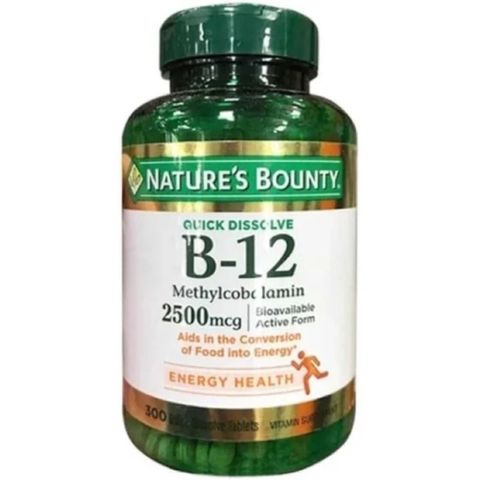 Viên bổ sung Vitamin B12 Nature's Bounty 2500mcg - Hỗ trợ năng lượng, hệ thần kinh và sức khỏe tim mạch, cho người ăn chay và tuổi từ 40 trở lên