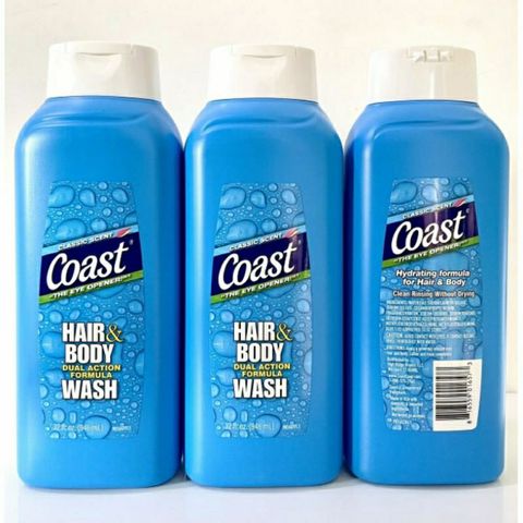 Sữa Tắm Gội Nam Coast 2-in-1 946ml - Hương Cổ Điển Nam Tính, Chăm Sóc Tóc và Da, Giữ Hương Lâu, Dưỡng Ẩm Mềm Mại
