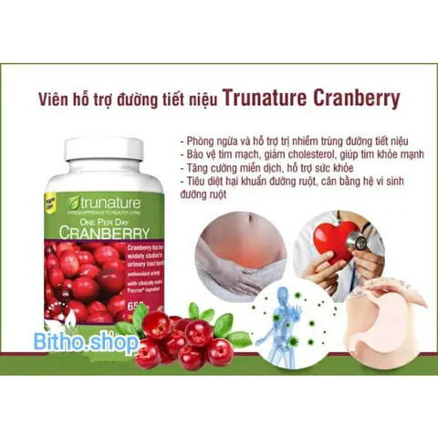 [Date 2026] Viên uống hỗ trợ đường tiết niệu, tiêu hoá Trunature Cranberry 650mg 140 viên