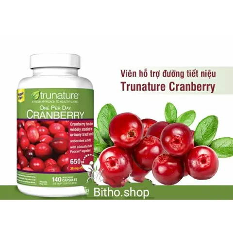 [Date 2026] Viên uống hỗ trợ đường tiết niệu, tiêu hoá Trunature Cranberry 650mg 140 viên