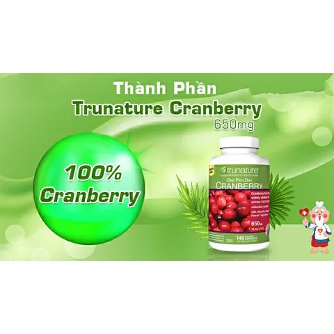 [Date 2026] Viên uống hỗ trợ đường tiết niệu, tiêu hoá Trunature Cranberry 650mg 140 viên