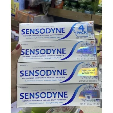 Kem đánh răng Sensodyne Advanced Whitening 184g - Giảm ê buốt, làm trắng răng hiệu quả cho người lớn và trẻ em trên 12 tuổi