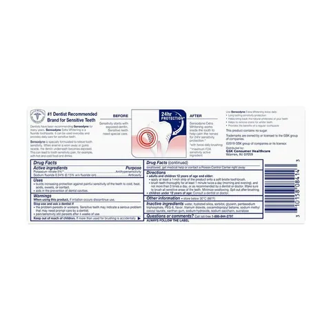 Kem đánh răng Sensodyne Advanced Whitening 184g - Giảm ê buốt, làm trắng răng hiệu quả cho người lớn và trẻ em trên 12 tuổi