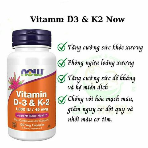 Vitamin D3 K2 Bronson 120 Viên - Tăng Cường Đề Kháng, Chắc Khỏe Xương Thoải Mái, Hỗ Trợ Cải Thiện Sức Khỏe Tổng Thể