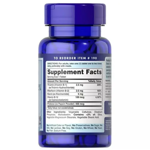 Viên Vitamin B - Complex Puritan's Pride B12 hỗ trợ tim mạch và chuyển hóa năng lượng - 90 viên bổ sung sức khỏe