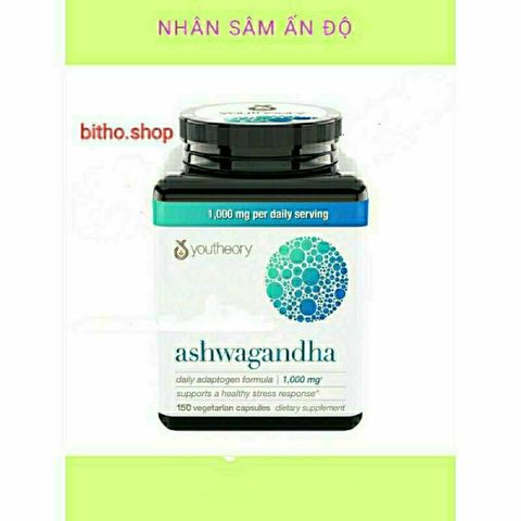Viên uống Nhân sâm Ấn Độ Ashwagandha Youtheory 1000mg - Giảm căng thẳng, cải thiện sức khỏe tổng thể - 180 viên từ Mỹ