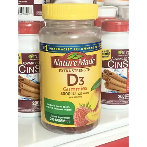 Kẹo dẻo bổ sung vitamin D3 của Nature Made 5000IU 200v