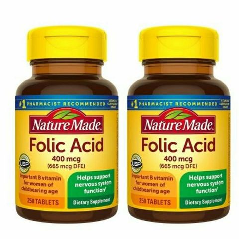 Viên bổ sung Folic Acid 800mcg - Vitamin cho bà bầu, phụ nữ cho con bú - Hỗ trợ sức khỏe tim mạch và sự phát triển của bé 250 viên