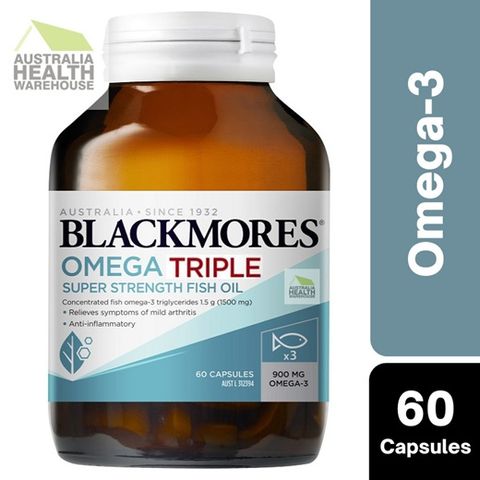 Omega 3 Triple Super Strength Fish Oil Blackmores 60 viên, tim mạch, trí não