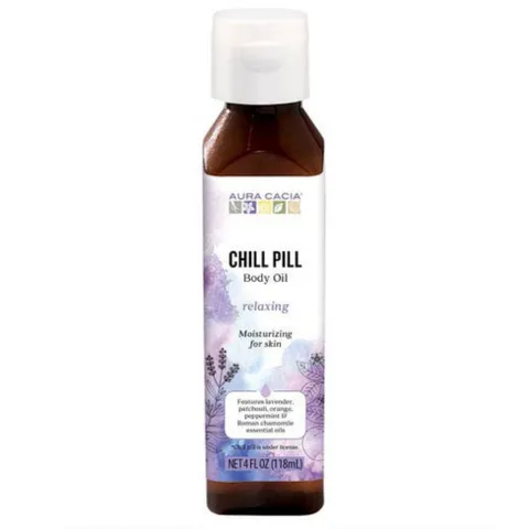 Dầu Dưỡng Thể Aura Cacia Chill Pill 118ml - Dưỡng Ẩm, Thư Giãn với Tinh Dầu Thiên Nhiên, Làm Dịu Da
