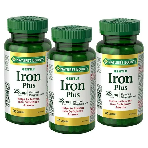 [Date 2025] Viên uống bổ sung sắt cho người mệt mỏi, bà bầu thiếu Sắt Iron 28mg- 65mg Nature's Bounty
