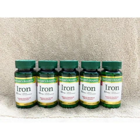 [Date 2025] Viên uống bổ sung sắt cho người mệt mỏi, bà bầu thiếu Sắt Iron 28mg- 65mg Nature's Bounty
