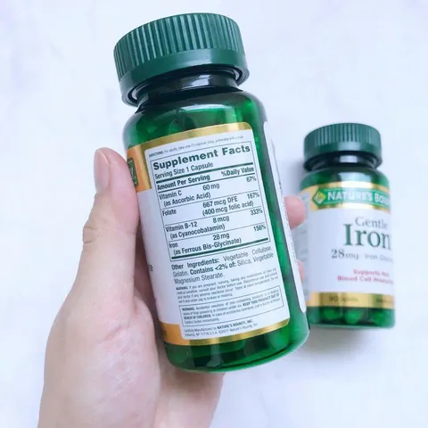 [Date 2025] Viên uống bổ sung sắt cho người mệt mỏi, bà bầu thiếu Sắt Iron 28mg- 65mg Nature's Bounty