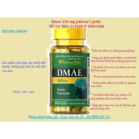 Viên bổ não D.mae 100mg neuro precursor Puritan's Pride 100 viên