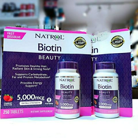 [ Date 12/26] VIÊN MỌC TÓC, DƯỠNG DA, MÓNG NATROL BIOTIN BEAUTY 5000mg f250 viên