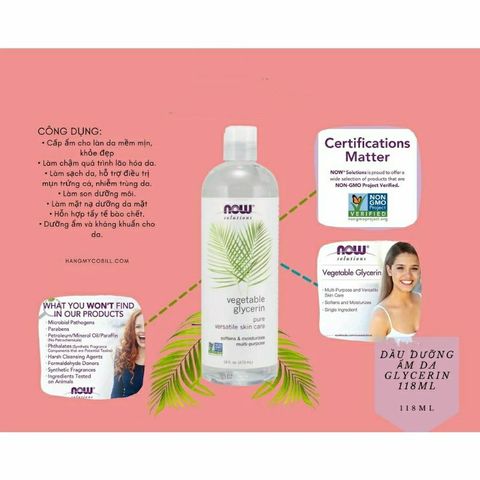 Dầu Dưỡng Ẩm Vegetable Glycerin Tinh Khiết - Giúp Cân Bằng Độ Ẩm và Làm Mềm Da, 100% Thiên Nhiên, Made in USA