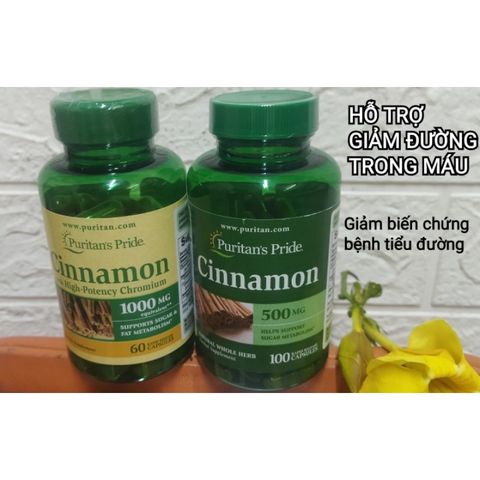 Viên uống hỗ trợ tiểu đường Puritan's Pride Cinnamon - Giảm đường huyết tự nhiên, tăng cường chức năng insulin