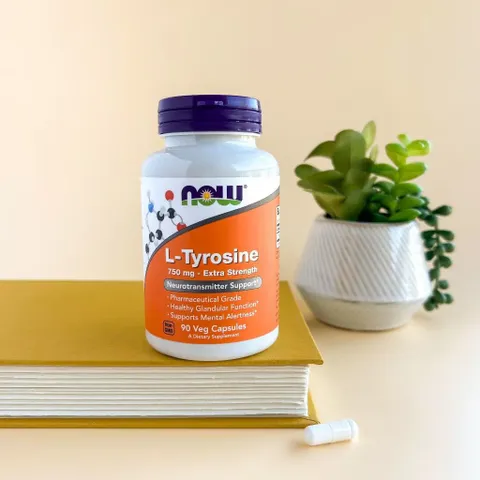 Viên uống L-Tyrosine Now 750mg - Tăng cường trí nhớ, giảm stress, hỗ trợ tuyến giáp - 120 viên bổ sung năng lượng và tinh thần tỉnh táo