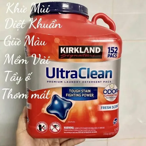 VIÊN GIẶT XẢ KHÁNG KHUẨN SẠCH QUẦN ÁO KIRKLAND ULTRA  CLEAN 152 VIÊN