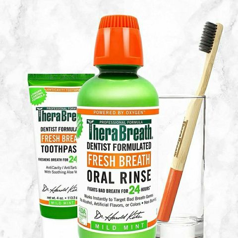 Nước Súc Miệng TheraBreath Fresh Breath - Ngăn Ngừa Hôi Miệng, Sâu Răng, Hiệu Quả 24 Giờ, Hương Mint Mềm Dịu