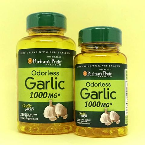 Viên uống tinh dầu tỏi Odorless Garlic Extract 1000mg 100 viên Puritan's Pride - Hỗ trợ sức khỏe tim mạch và tiêu hóa, giảm cholesterol