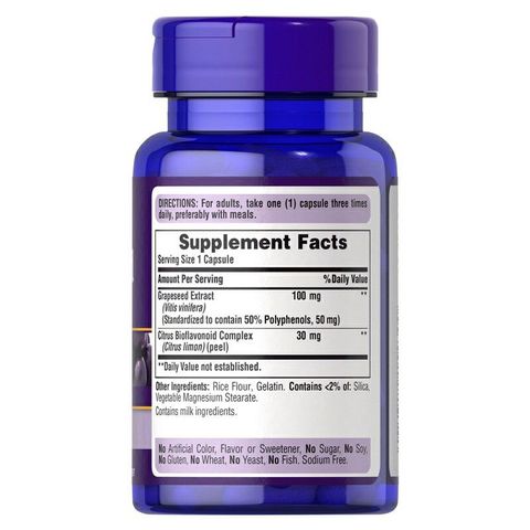 Viên uống chiết xuất hạt nho 100mg - Chống lão hoá da, tăng cường sức khỏe tim mạch, chống oxy hóa mạnh mẽ
