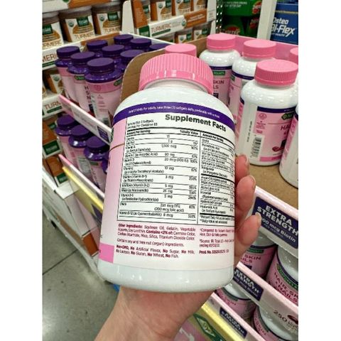 [Date 2027] Kẹo dẻo/ viên uống Hair skin & nails hỗ trợ tóc dày, móng khoẻ và da đẹp của Nature's bounty 230v
