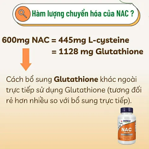 Viên N-Acetyl-Cysteine 600mg-1000mg - Giải Độc Gan, Tăng Cường Sức Khỏe, Hỗ Trợ Làm Trắng Da - Chính Hãng Mỹ