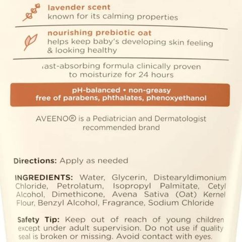 Kem Dưỡng Da Aveeno Baby Calming Comfort Lotion 227g - Chiết Xuất Tự Nhiên Giúp Bé Thư Giãn, Duy Trì Độ Ẩm Và Làm Mềm Da