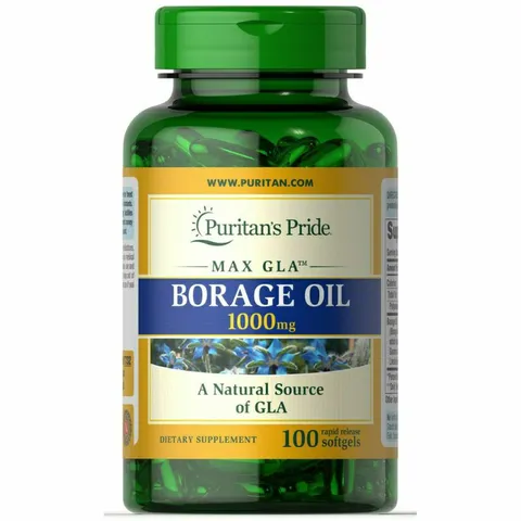 Viên Uống Dầu Hoa Lưu Ly Borage Oil 1000mg Puritan's Pride - Hỗ Trợ Cân Bằng Nội Tiết Tố và Giảm Mụn Nội Tiết cho Phụ Nữ