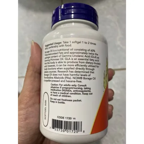 Viên Uống Dầu Hoa Lưu Ly Borage Oil 1000mg Puritan's Pride - Hỗ Trợ Cân Bằng Nội Tiết Tố và Giảm Mụn Nội Tiết cho Phụ Nữ