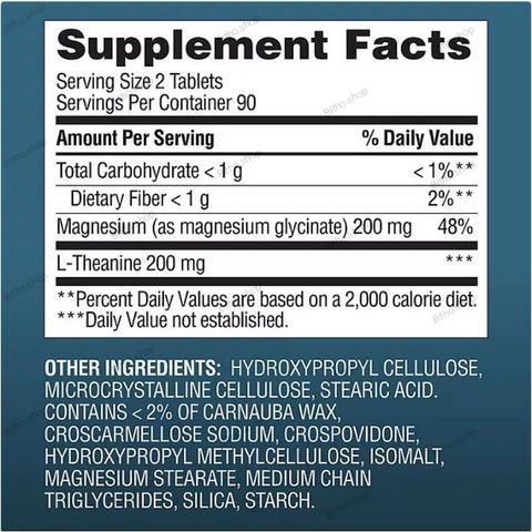 Viên Magiê bổ sung Magnesium Glycinate có L-Theanine của Member’s Mark 180 viên