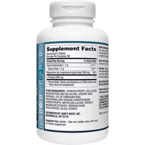 Viên Magiê bổ sung Magnesium Glycinate có L-Theanine của Member’s Mark 180 viên