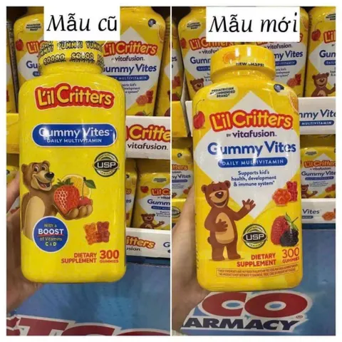 Kẹo Dẻo L'il Critters Gummies Vites - Vitamin Tổng Hợp Hương Vị Cam, Dâu, Anh Đào, Chanh, Nho, An Toàn Cho Trẻ Em