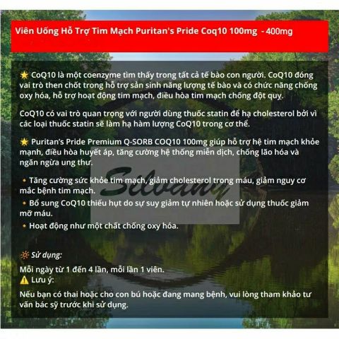 Viên uống CoQ10 Puritan's Pride 100mg-400mg - Hỗ trợ tim mạch, tăng cường tuần hoàn máu và giảm lão hóa cơ thể