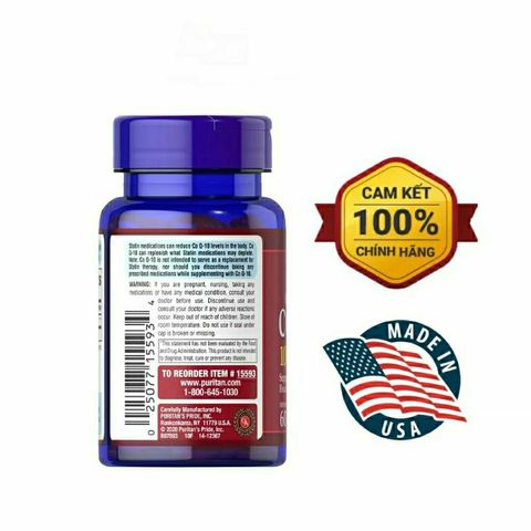 Viên uống CoQ10 Puritan's Pride 100mg-400mg - Hỗ trợ tim mạch, tăng cường tuần hoàn máu và giảm lão hóa cơ thể