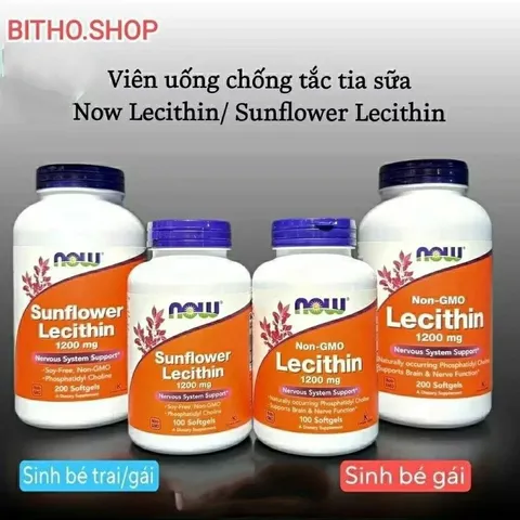 [ Date 2028] Viên uống chống tắc tia sữa Now Sunflower Lecithin 1200mg