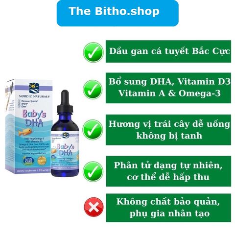 Siro bổ sung DHA & Omega 3 Nordic Naturals cho bé 60ml - Phát triển trí não, sức khỏe hệ xương và miễn dịch.