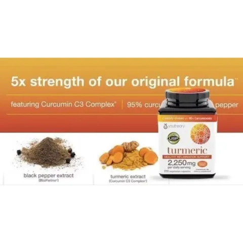 Viên uống tinh chất nghệ Youtheory 2250mg - Hỗ trợ tiêu hóa, chống viêm, tăng cường miễn dịch và làm đẹp da tự nhiên