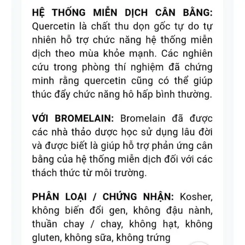 Viên Tăng Đề Kháng Quercetin với Bromelain 800mg - Hỗ Trợ Chức Năng Miễn Dịch - Hộp 60 Viên từ Now Foods Mỹ
