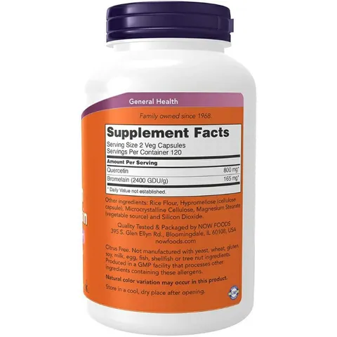 Viên Tăng Đề Kháng Quercetin với Bromelain 800mg - Hỗ Trợ Chức Năng Miễn Dịch - Hộp 60 Viên từ Now Foods Mỹ