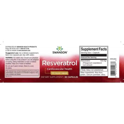 Viên Uống Bổ Sung Resveratrol 100mg - Hỗ Trợ Tim Mạch, Chống Lão Hóa, Bảo Vệ Tế Bào - 30 Viên Sạch Tự Nhiên