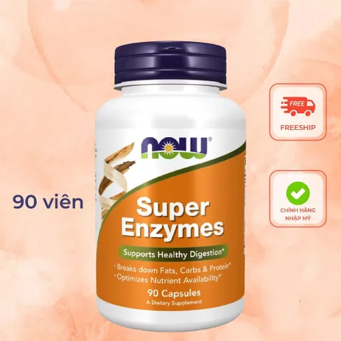 Viên uống hỗ trợ tiêu hóa NOW Super Enzymes - Tăng cường hấp thụ dinh dưỡng, giảm đầy hơi, khó tiêu, sức khỏe đường ruột tối ưu