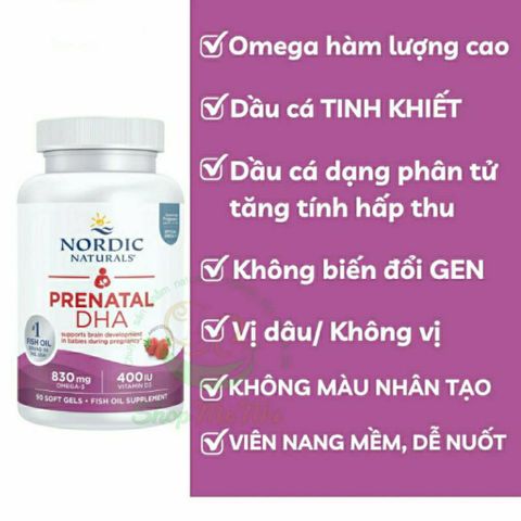 Viên uống DHA cho bà bầu Nordic Naturals Prenatal - Hỗ trợ phát triển trí não và thị giác cho bé trong thai kỳ và cho con bú